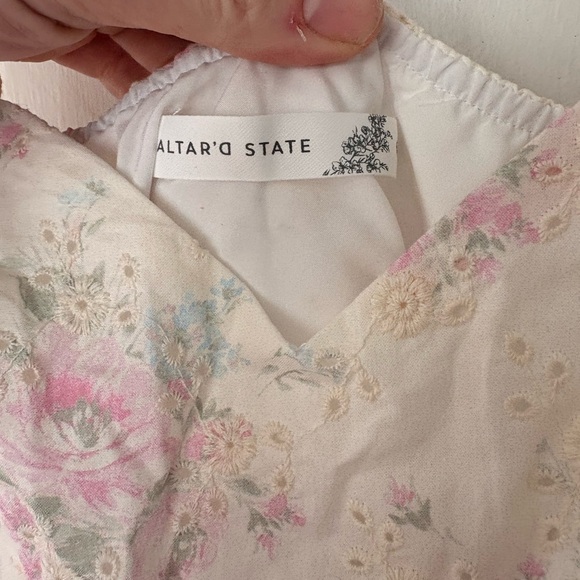 Altar’d State 100% Cotton Floral Eyelet Dress – XS –cottage-core tiered sundress - Picture 2 of 4